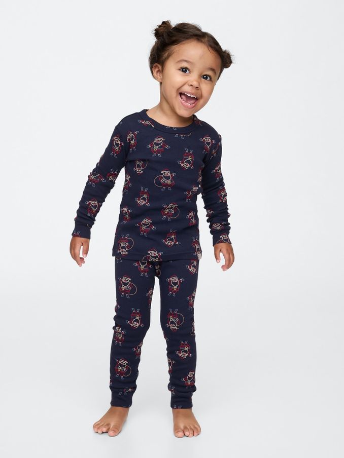 Blue Santa Organic Brushed Cotton Christmas Pyjama Set (12mths-5yrs) (AC1101) | £8
