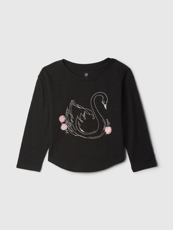 Black Long Sleeve Graphic T-Shirt (6mths-5yrs) (AC1103) | £7