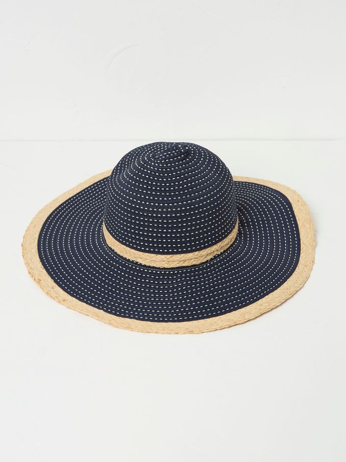 Navy Ribbon Floppy Sun Hat (AC1870) | £25