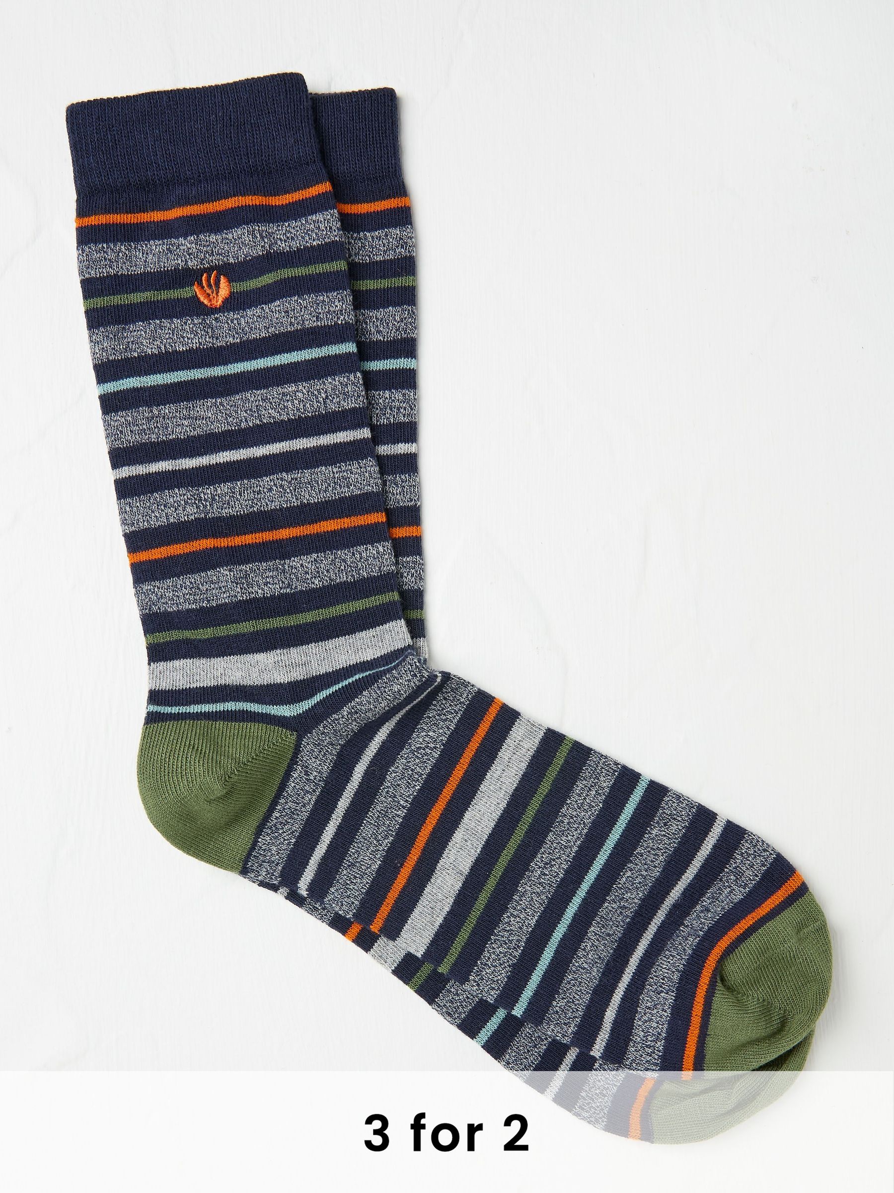 Navy Blue & Grey Men's Striped Socks (AC3179) | £7.50