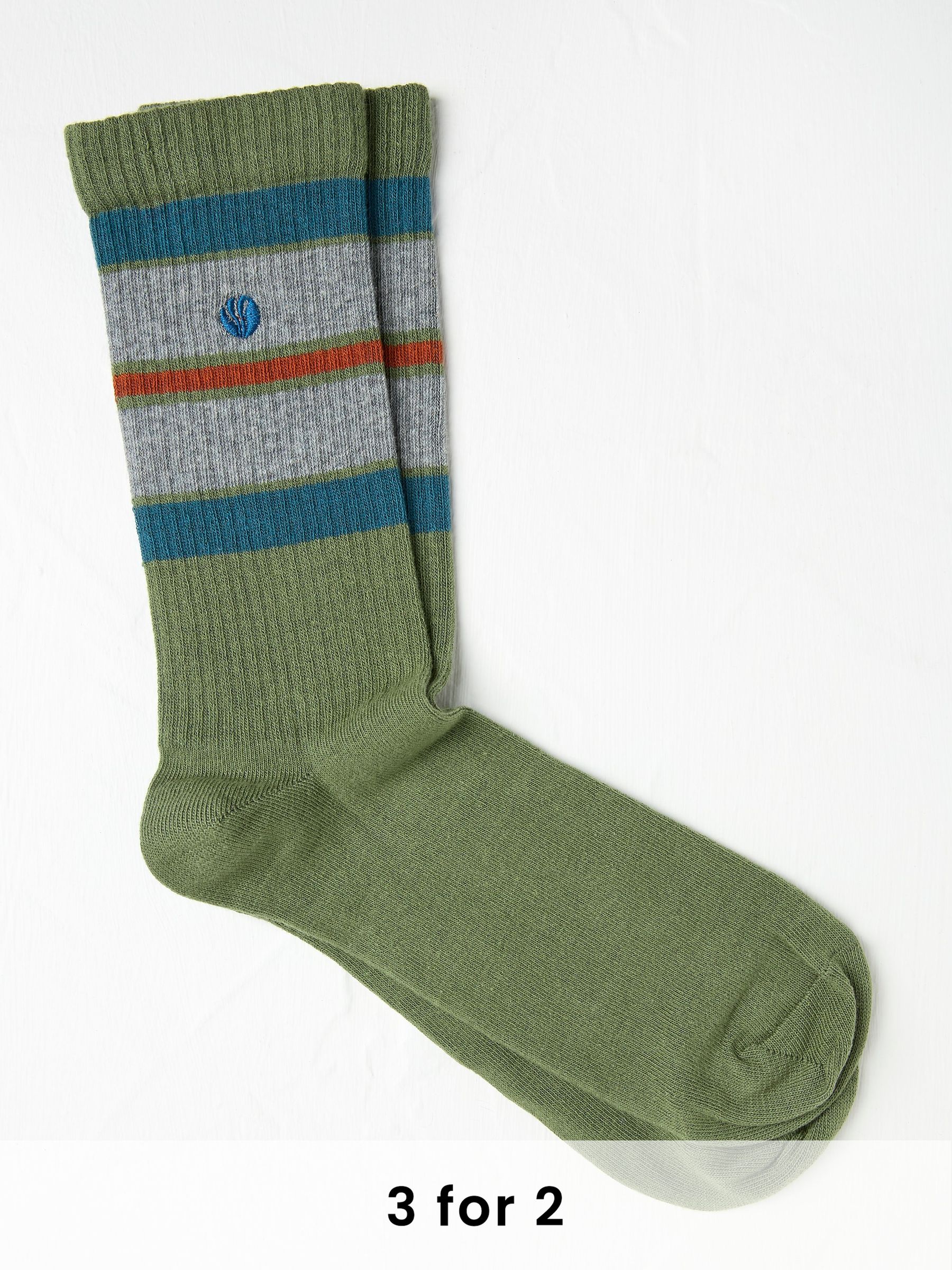 Green Men's Striped Ribbed Socks (AC3187) | £7.50