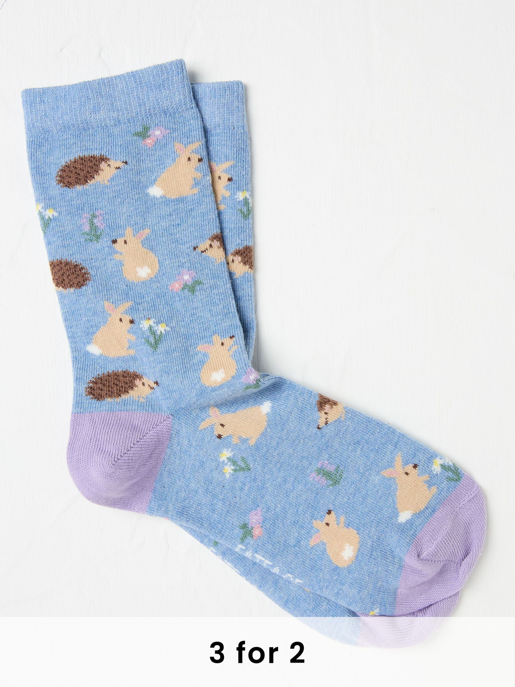 Blue Bunny & Hedgehog Women's Socks (AC3230) | £7.50