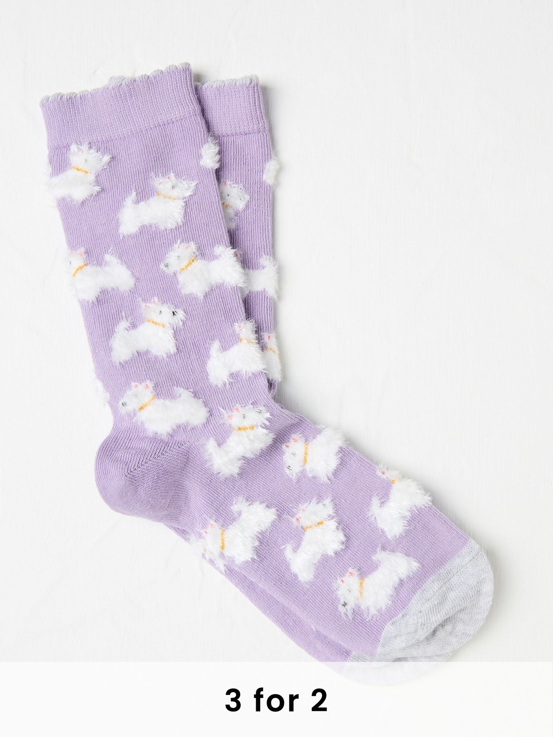 Lilac Purple Fluffy Westie Women's Socks (AC3235) | £7.50