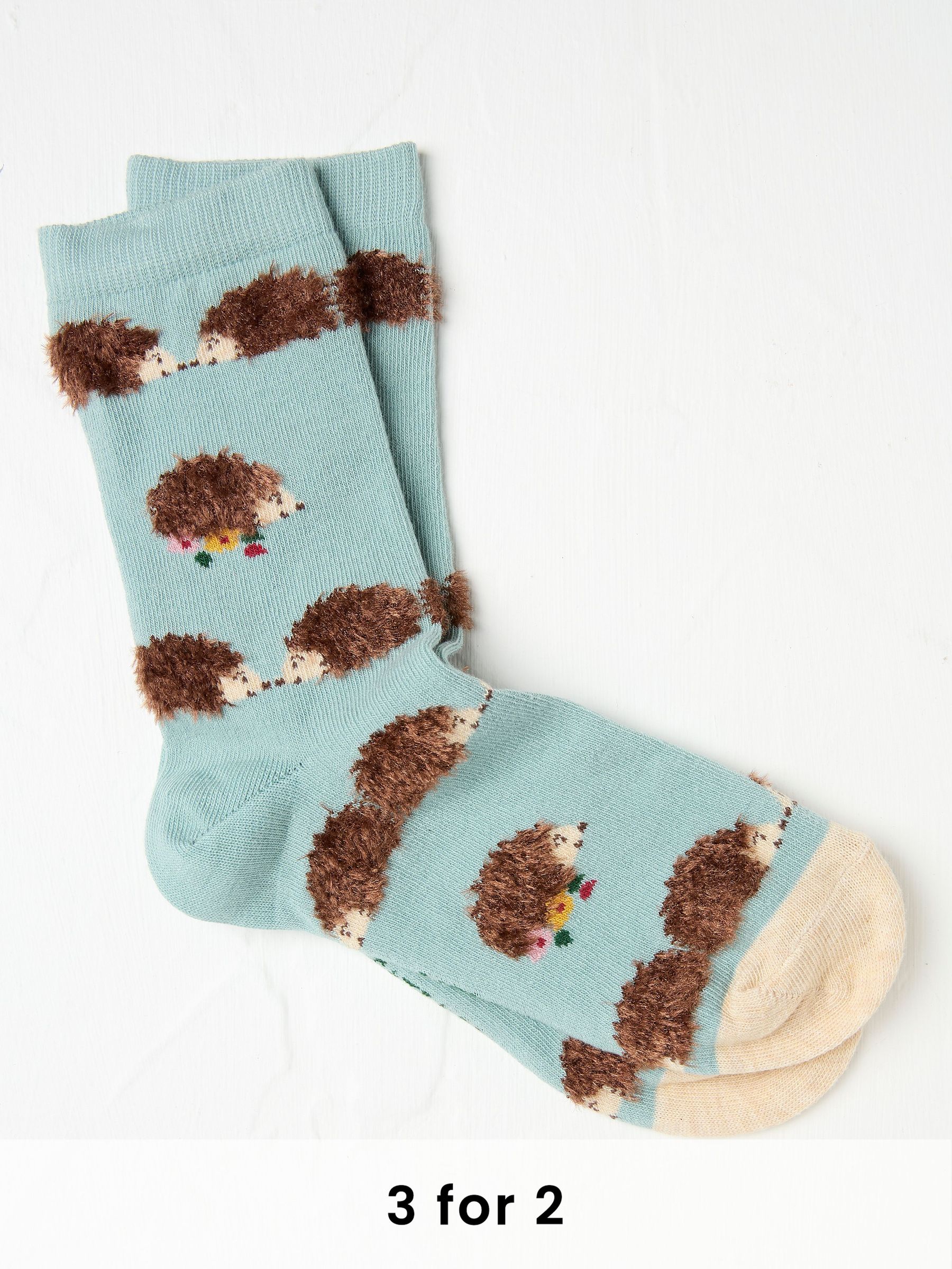 Blue Fluffy Hedgehog Women's Socks (AC3236) | £7.50