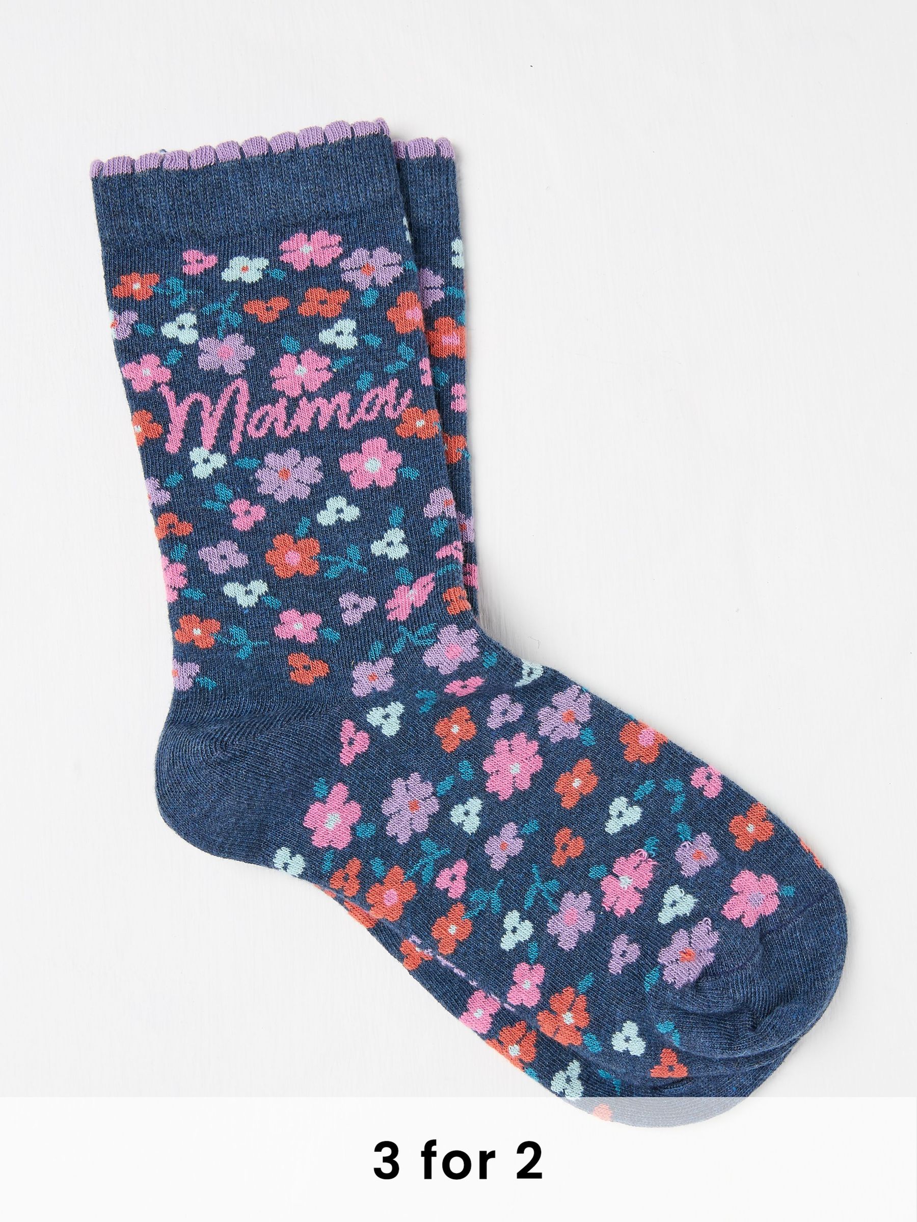 Navy Blue Floral Mama Women's Socks (AC3243) | £7.50