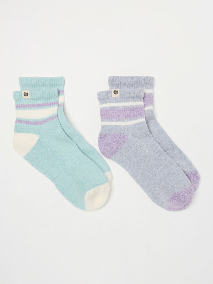 Blue & Purple 2 Pack Women's Sports Socks (AC3277) | £10.50
