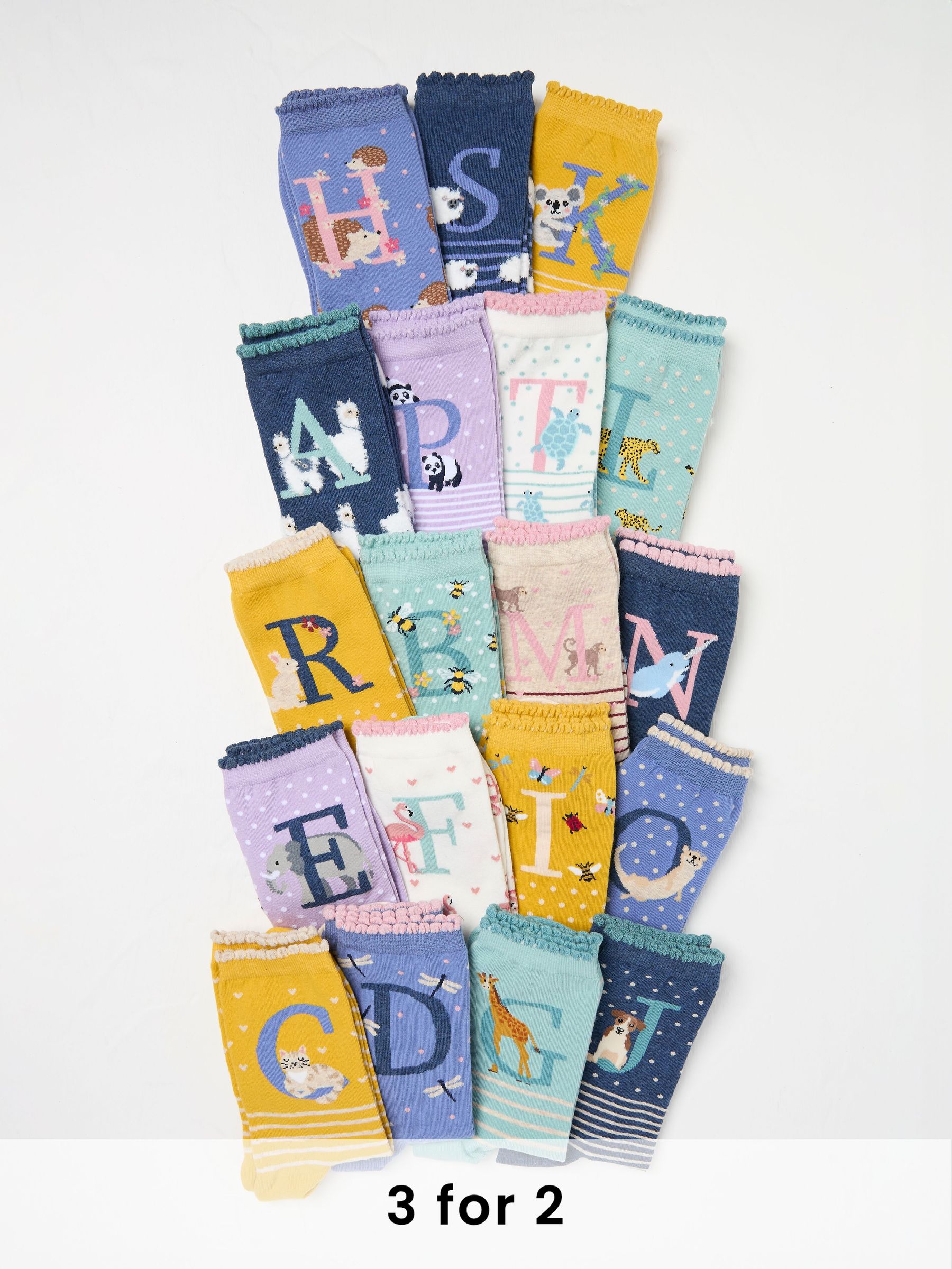 Multicolour Alphabet Socks (AC3282) | £7.50