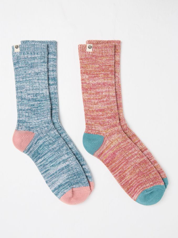 Blue & Pink 2 Pack Women's Boot Socks (AC3286) | £14