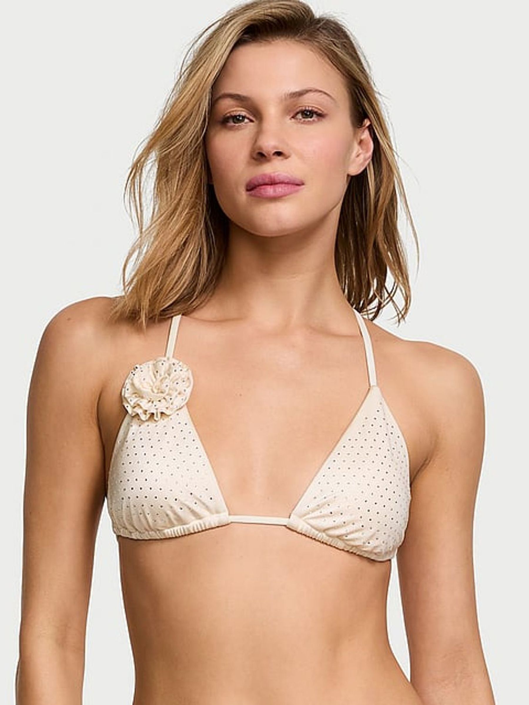 Candlelight White Diamante Triangle Rosette Bikini Top (AC3329) | £59