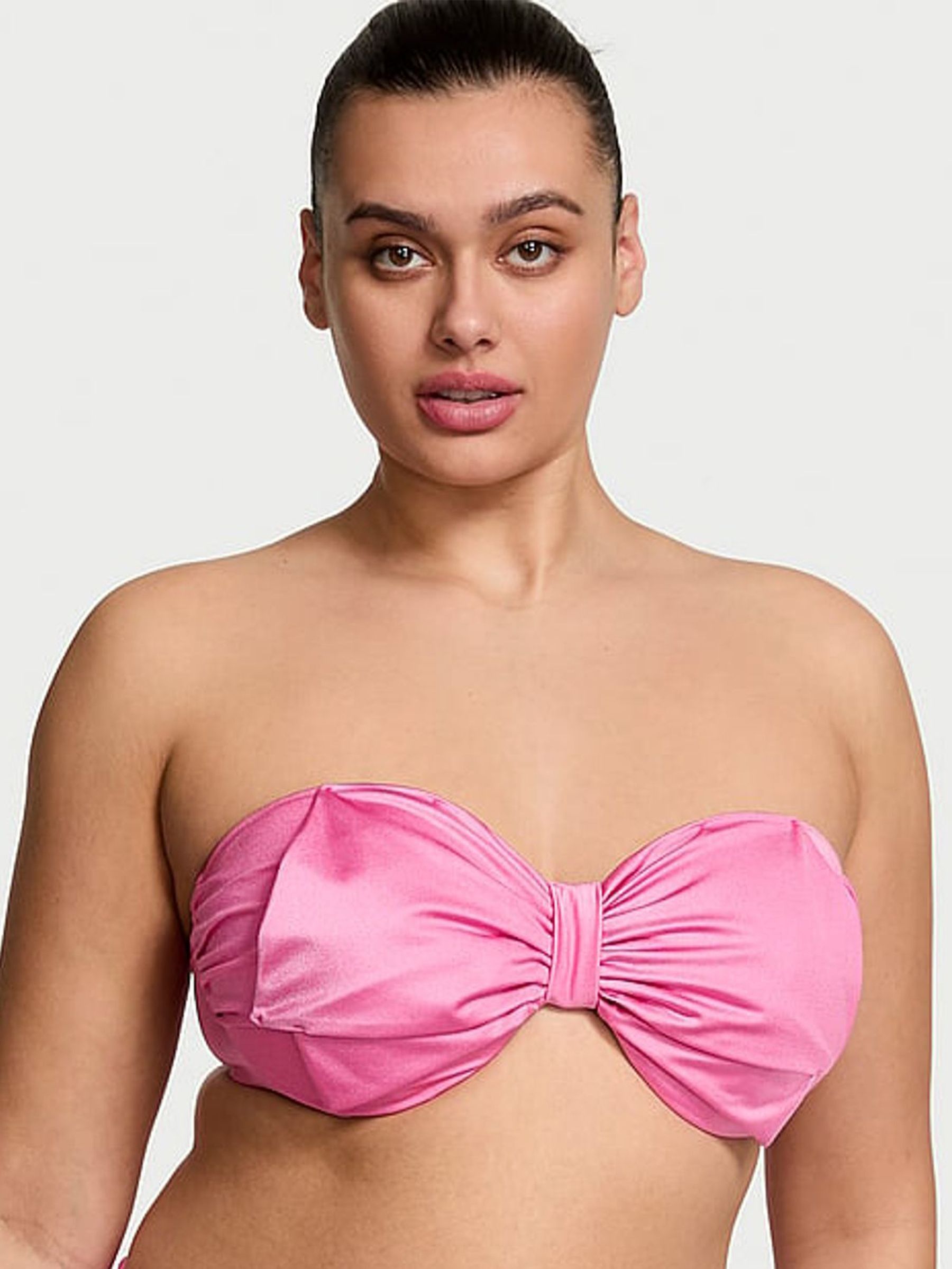 New Peony Pink Strapless Bow Bikini Top (AC3339) | £49