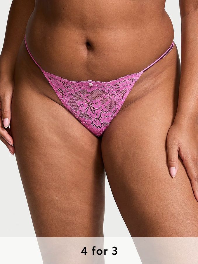 New Peony Pink G String Twinkle Strap Knickers (AC3486) | £20