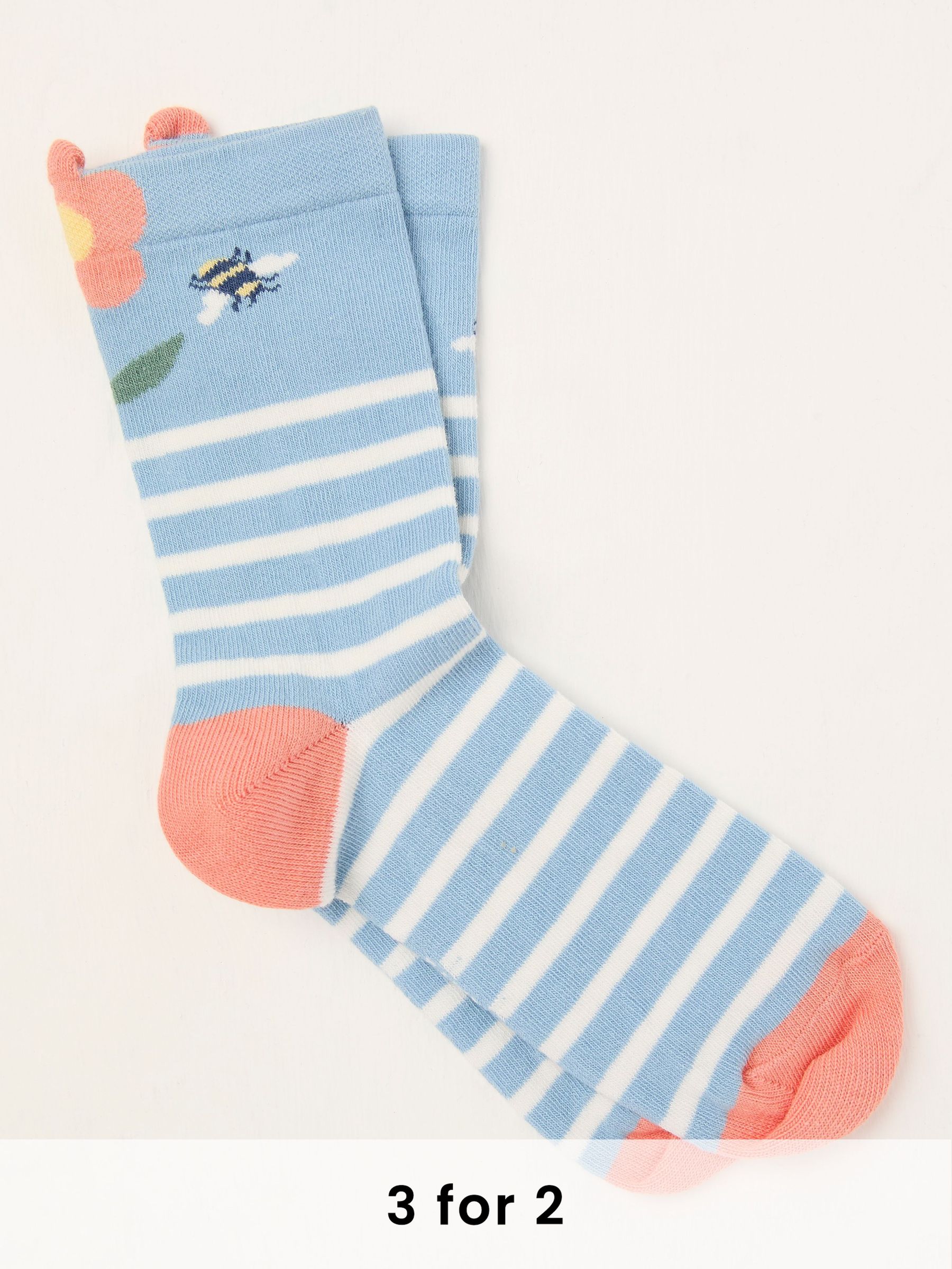Blue Floral Bee Socks (AC5380) | £7.50
