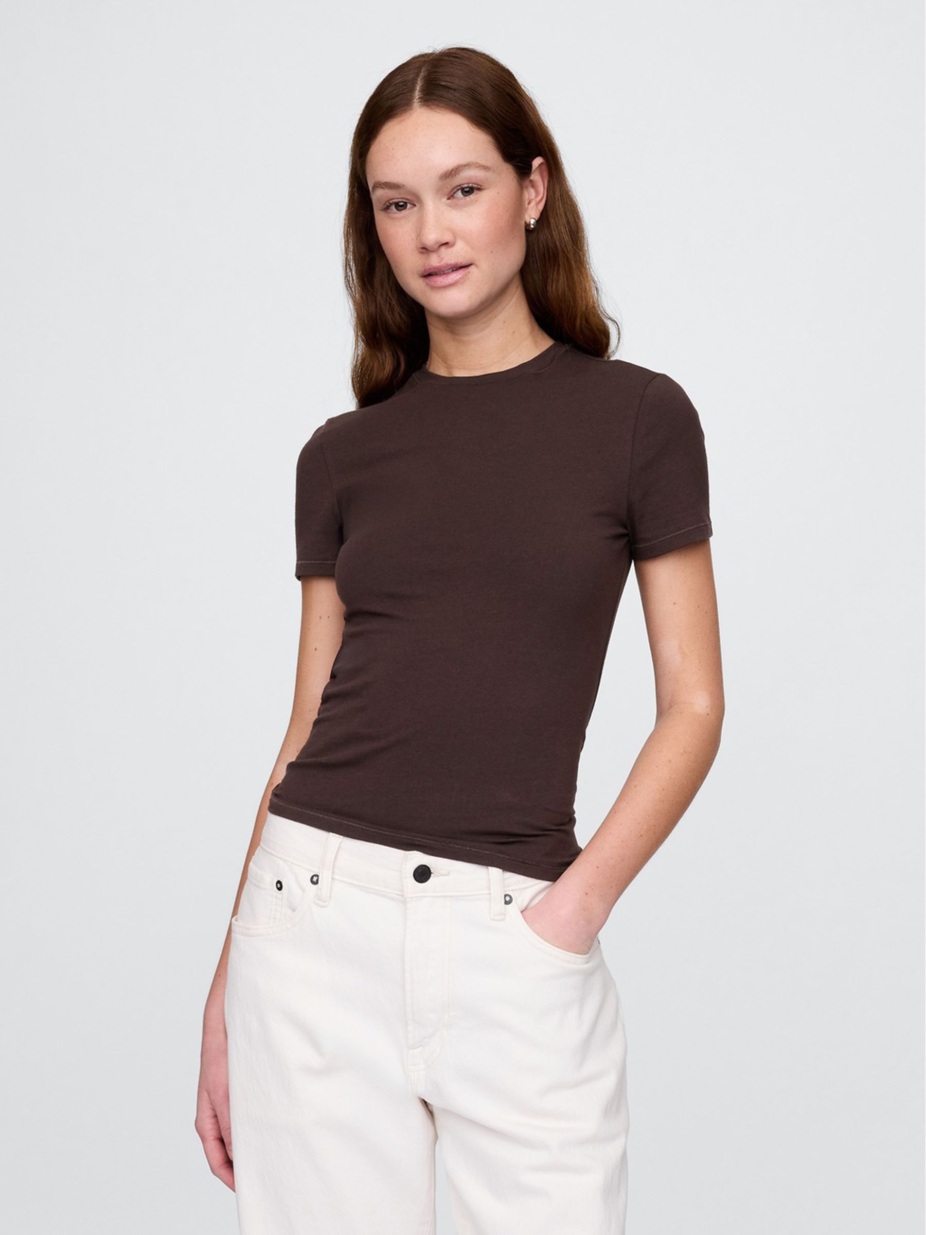 Chocolate Brown - Closeknit Jersey Short Sleeve T-shirt