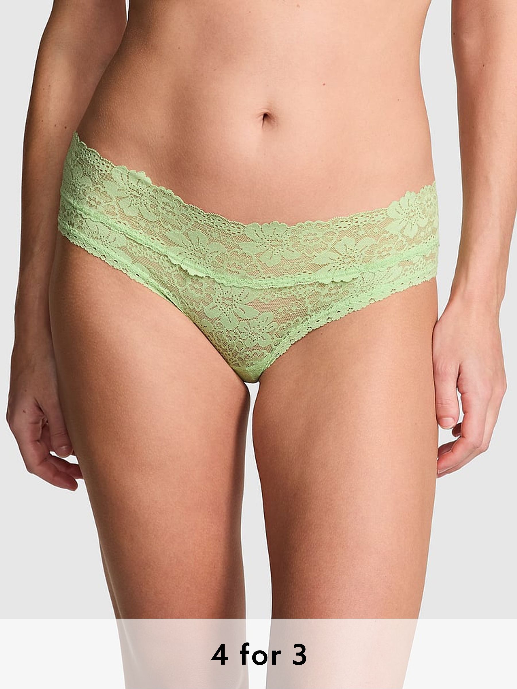 Pale Petal Green Hipster Floral Lace Knickers (AC7513) | £9
