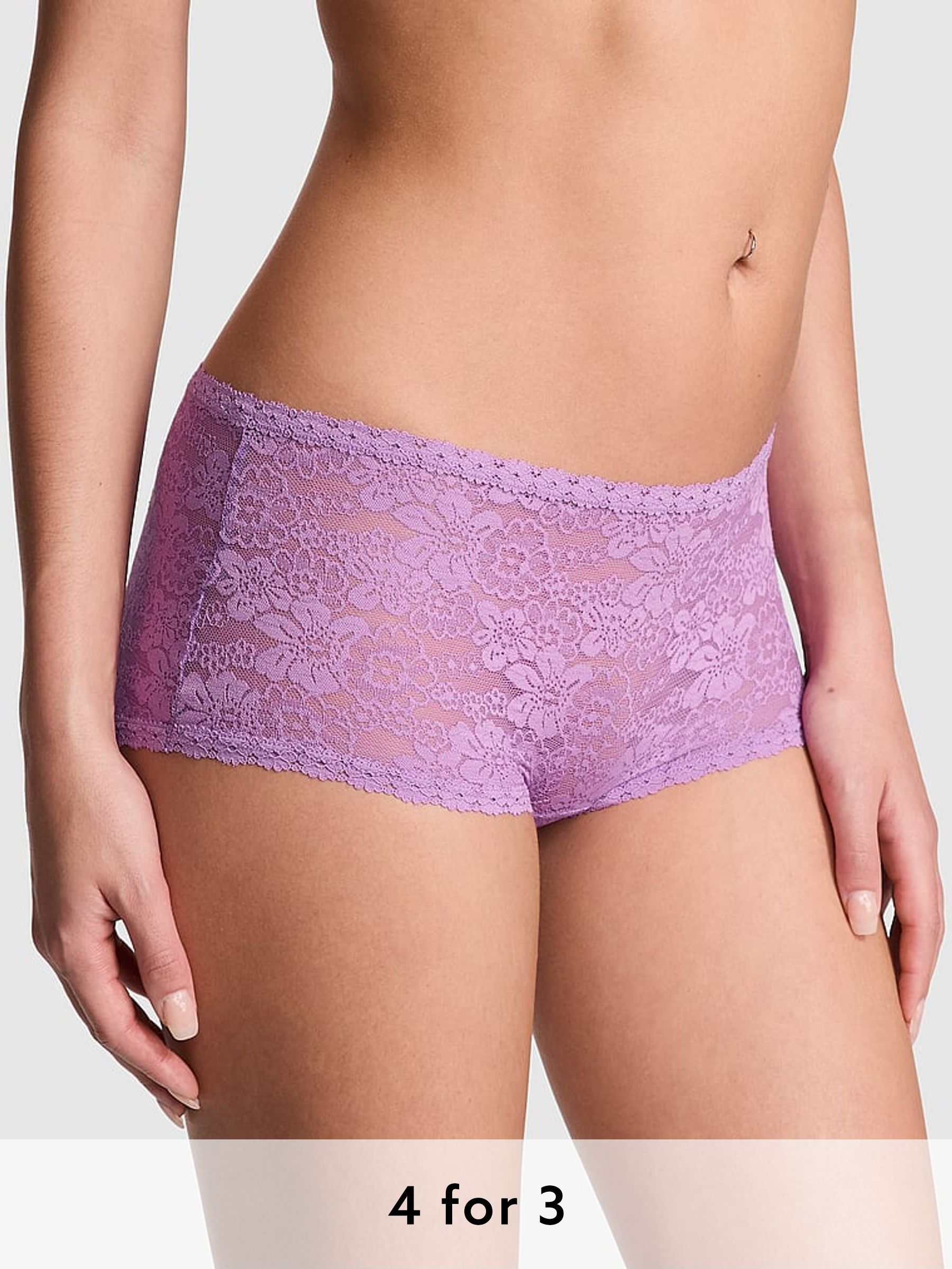 Grape Taffy Purple Short Floral Lace Knickers (AC7520) | £9