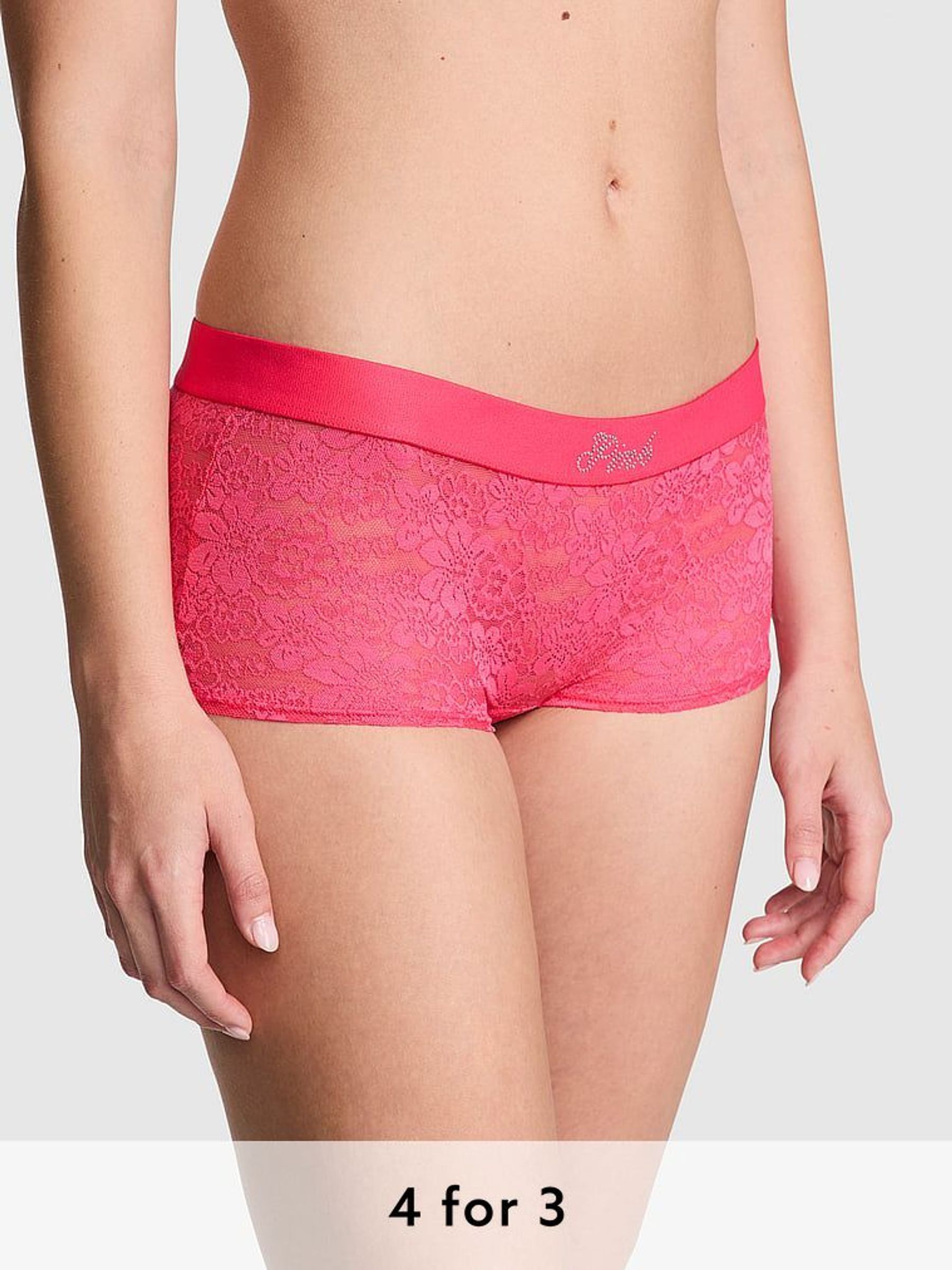 Double Bubble Pink Short Lace Logo Scoop Knickers (AC7523) | £9