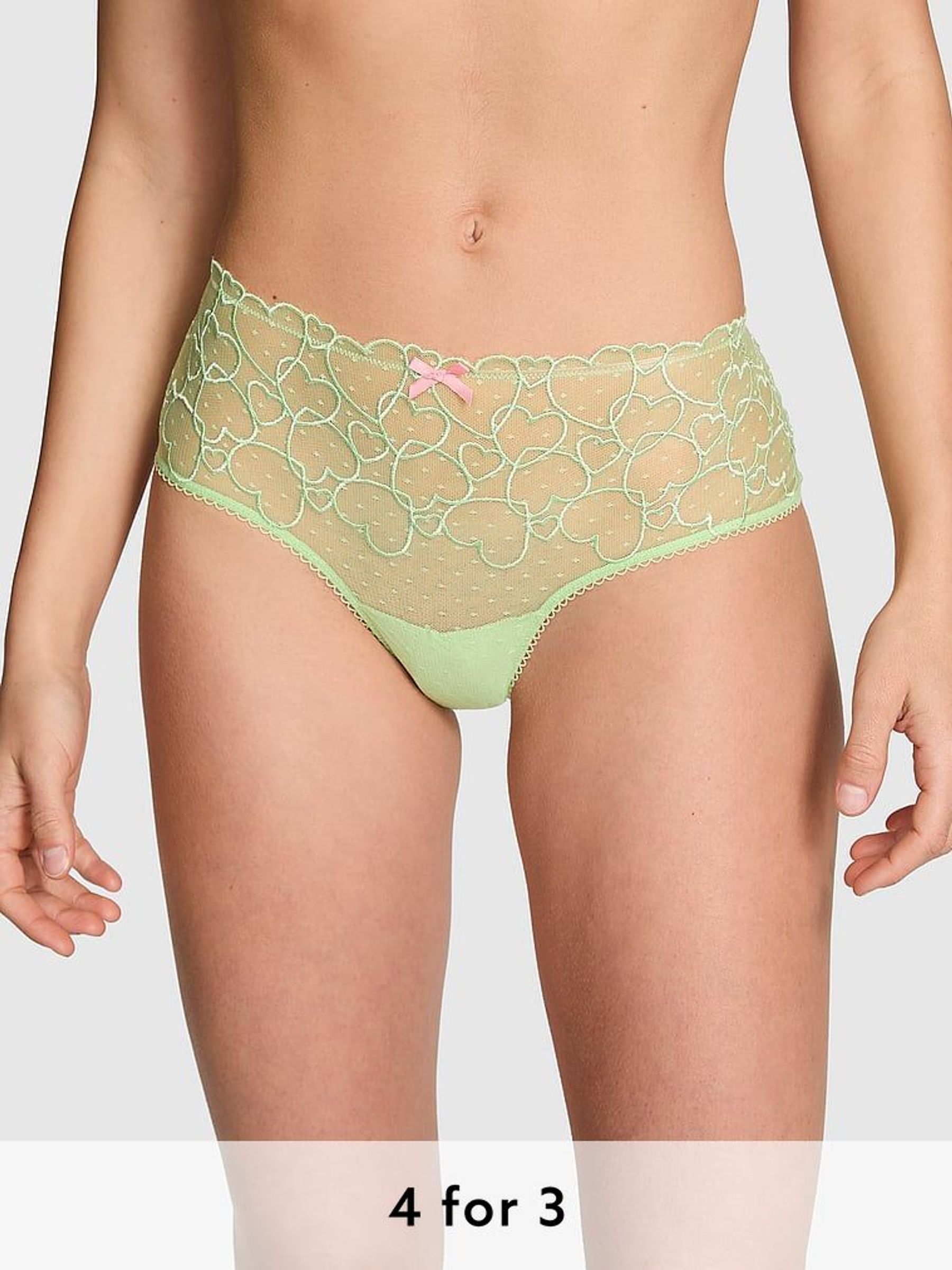 Pale Petal Green Cheeky Lace Knickers (AC7524) | £9