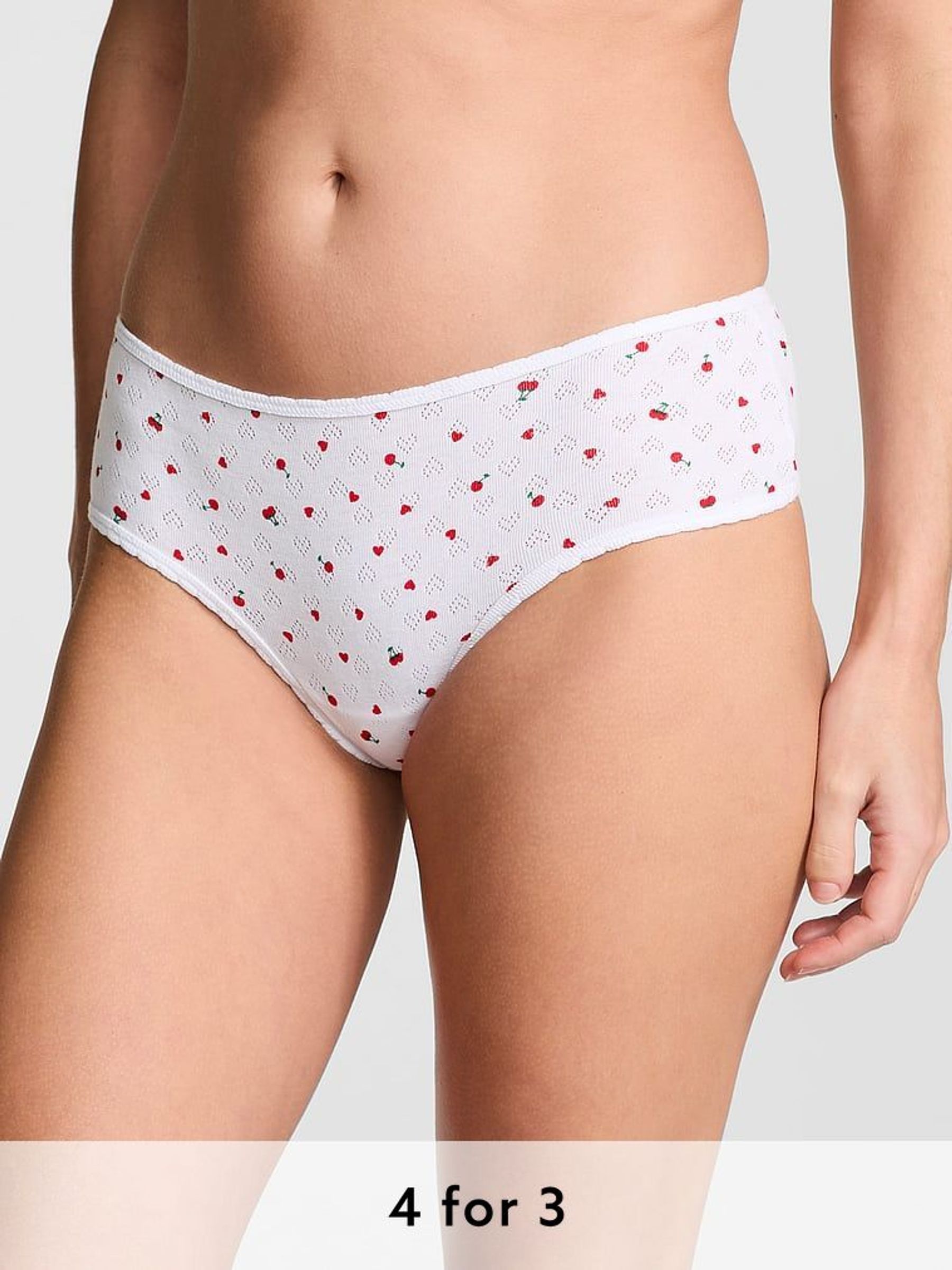White Cherry Cheeky Cotton Knickers (AC7539) | £9