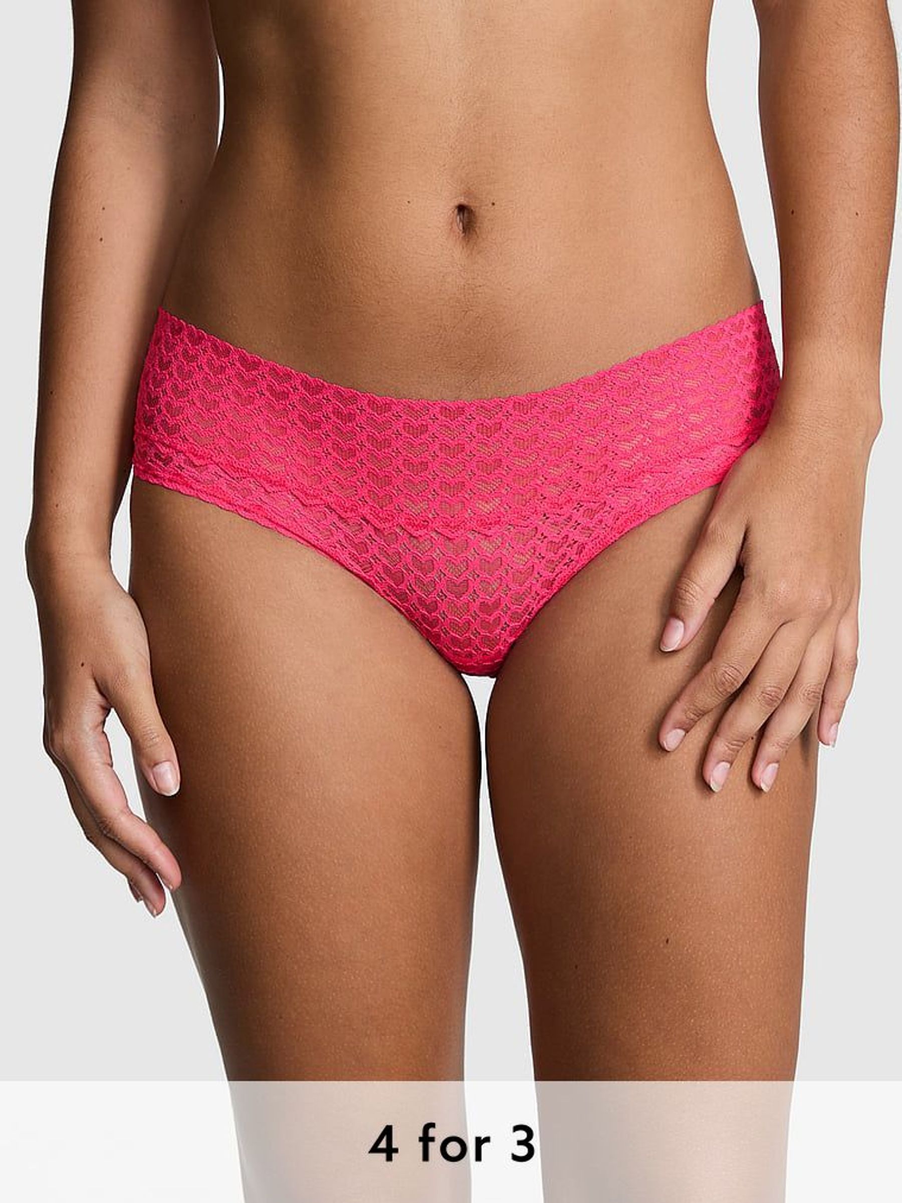 Double Bubble Pink Hipster Heart Lace Knickers (AC7544) | £9