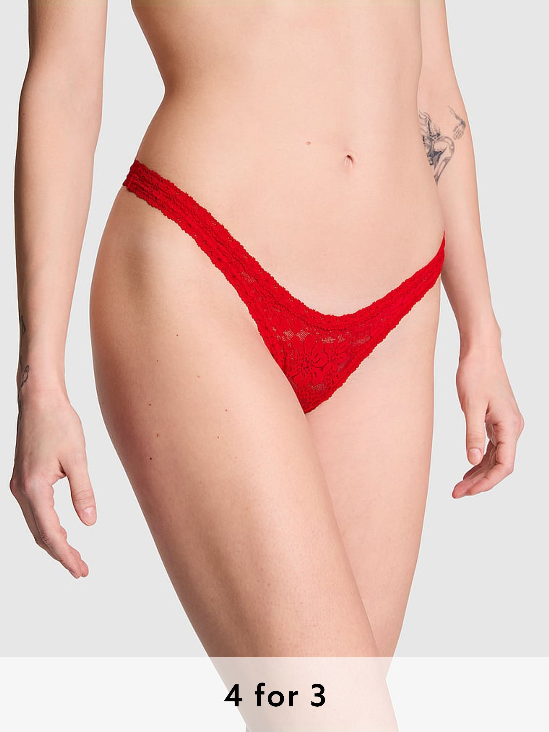 Red Pepper Mini Scoop Thong Floral Lace Knickers (AC7545) | £9