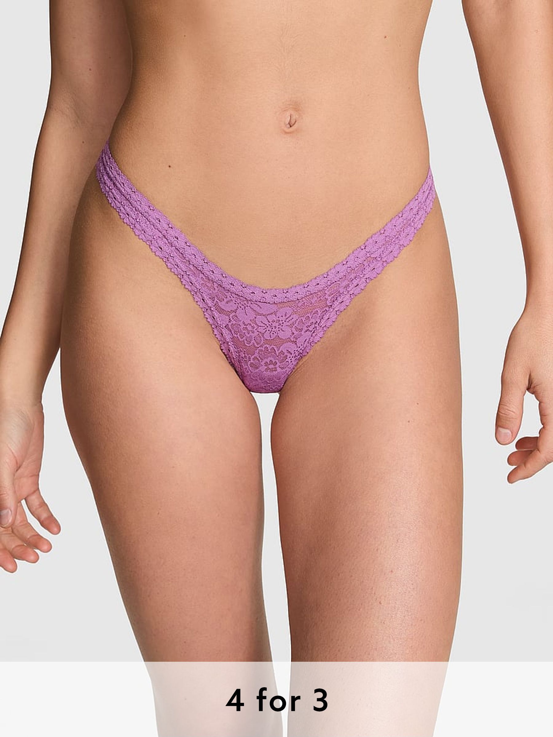 Grape Taffy Purple Mini Scoop Thong Floral Lace Knickers (AC7553) | £9