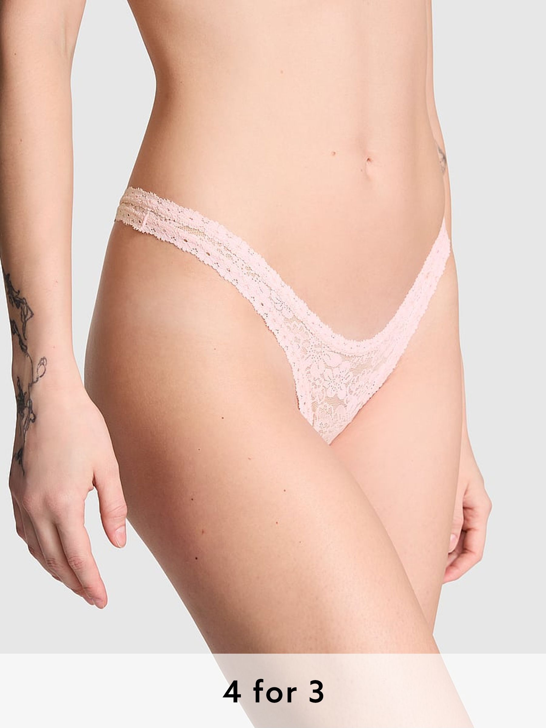 Angel Pink Mini Scoop Thong Floral Lace Knickers (AC7560) | £9