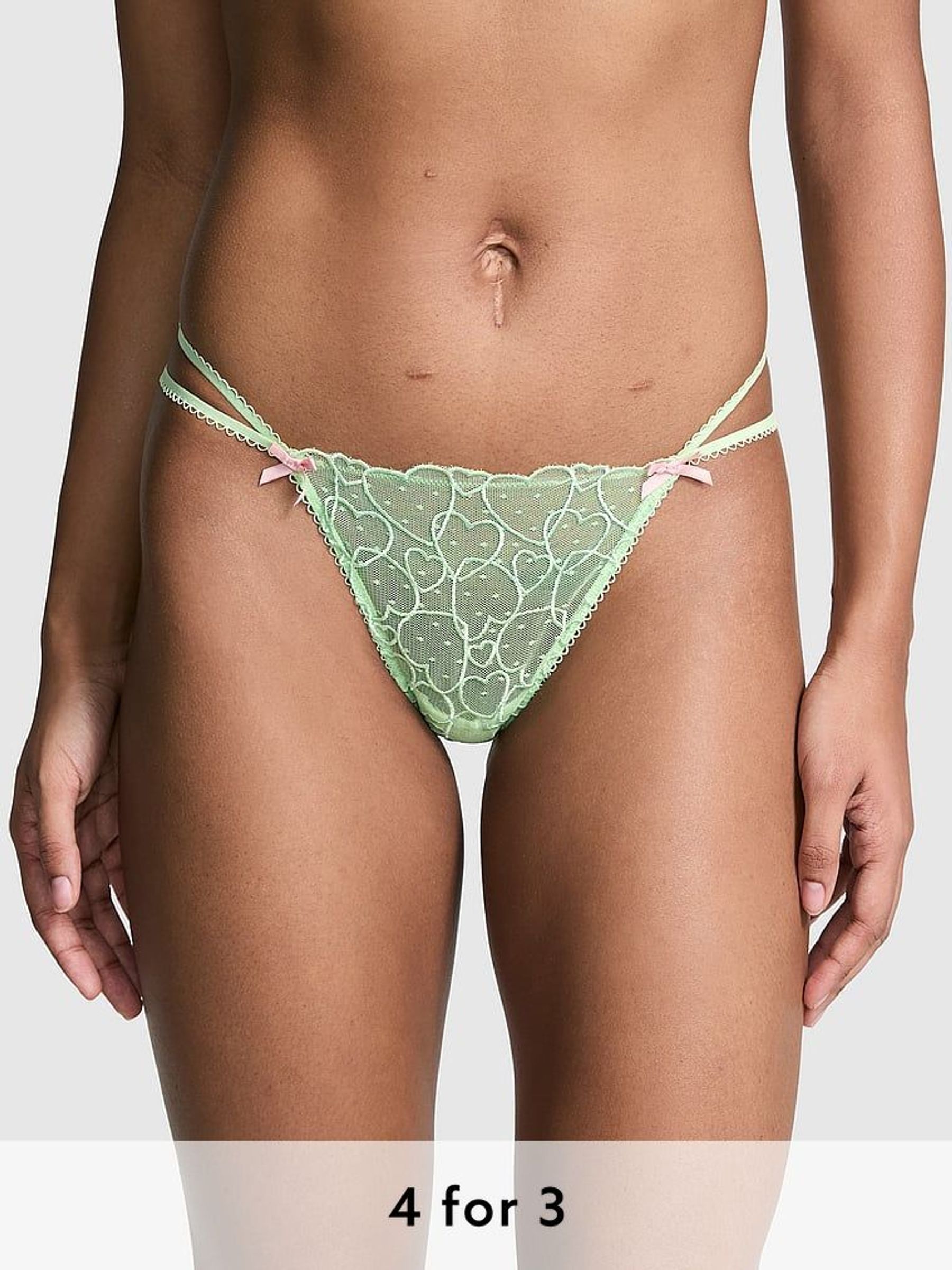 Pale Petal Green G String Lace Knickers (AC7567) | £9