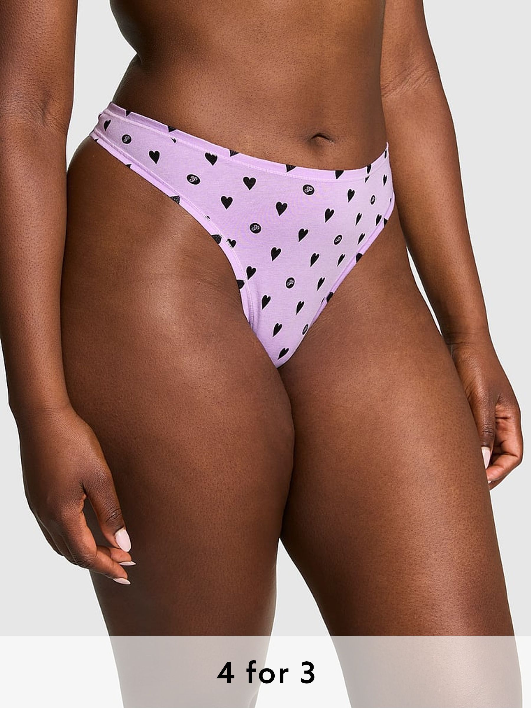 Purple Petal Thong Cotton Knickers (AC8994) | £9