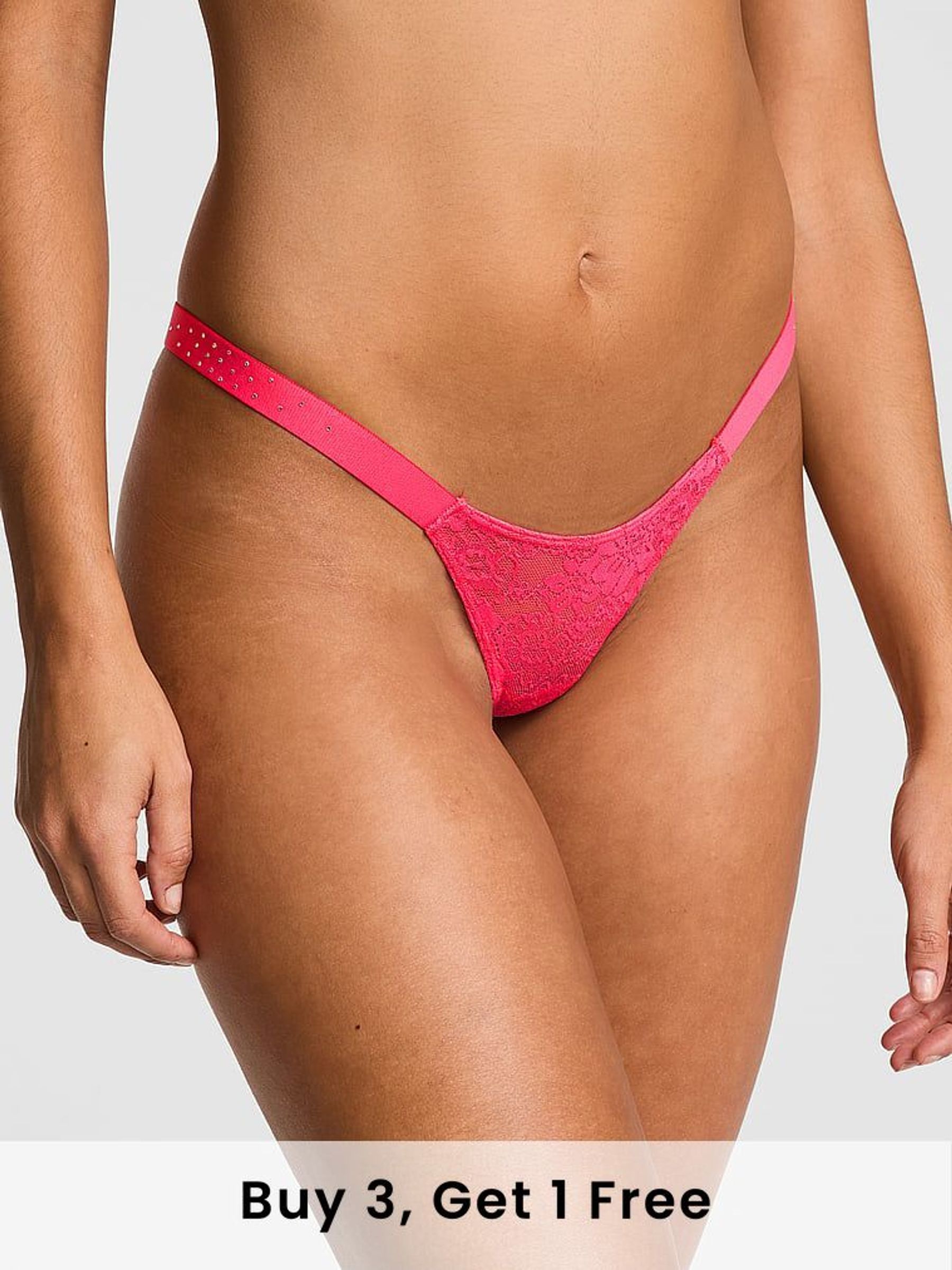 Double Bubble Pink Mini Scoop Thong Lace Logo Scoop Knickers (AC8996) | £9
