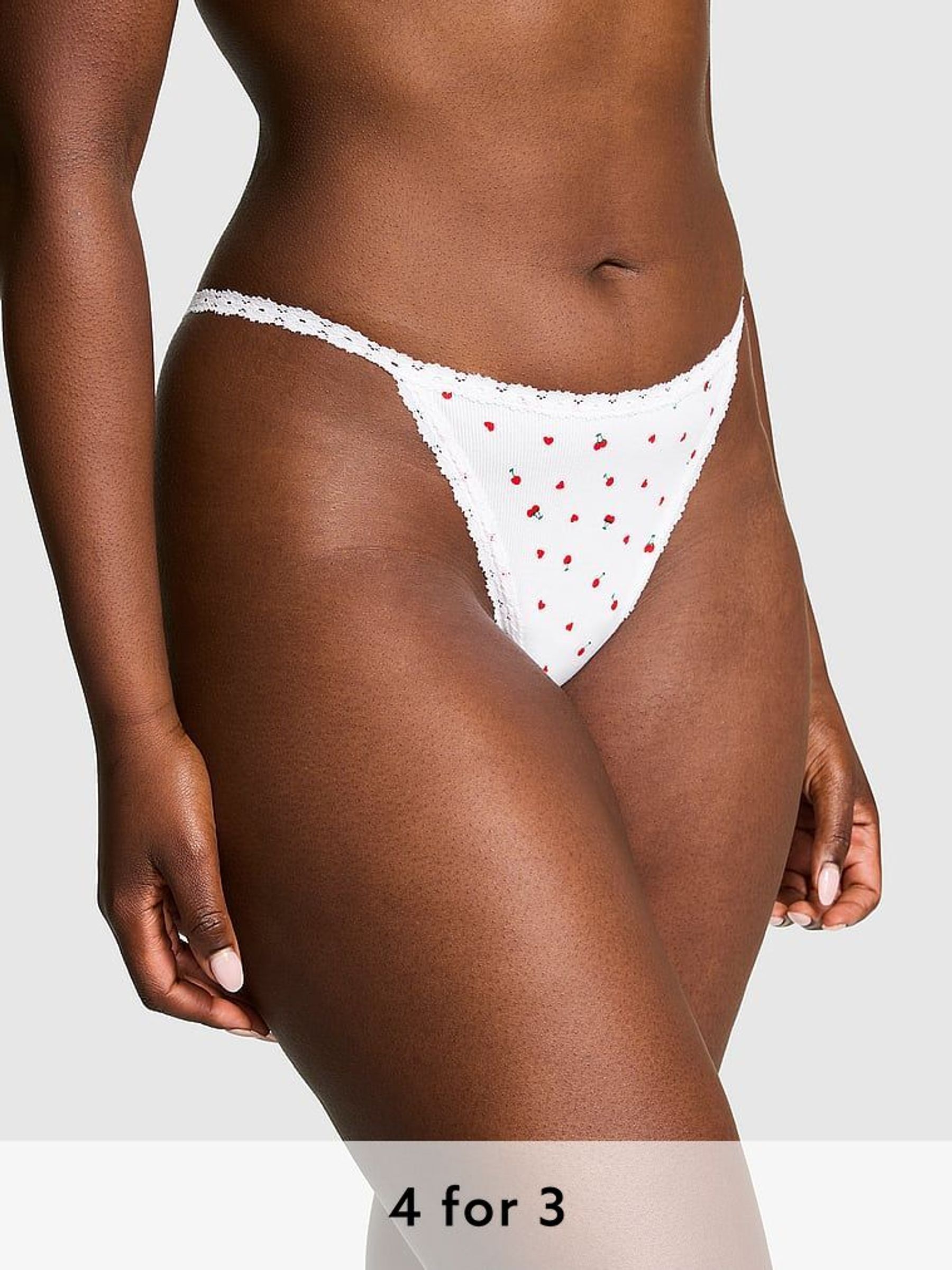 White Cherry G String Cotton Knickers (AC8999) | £9