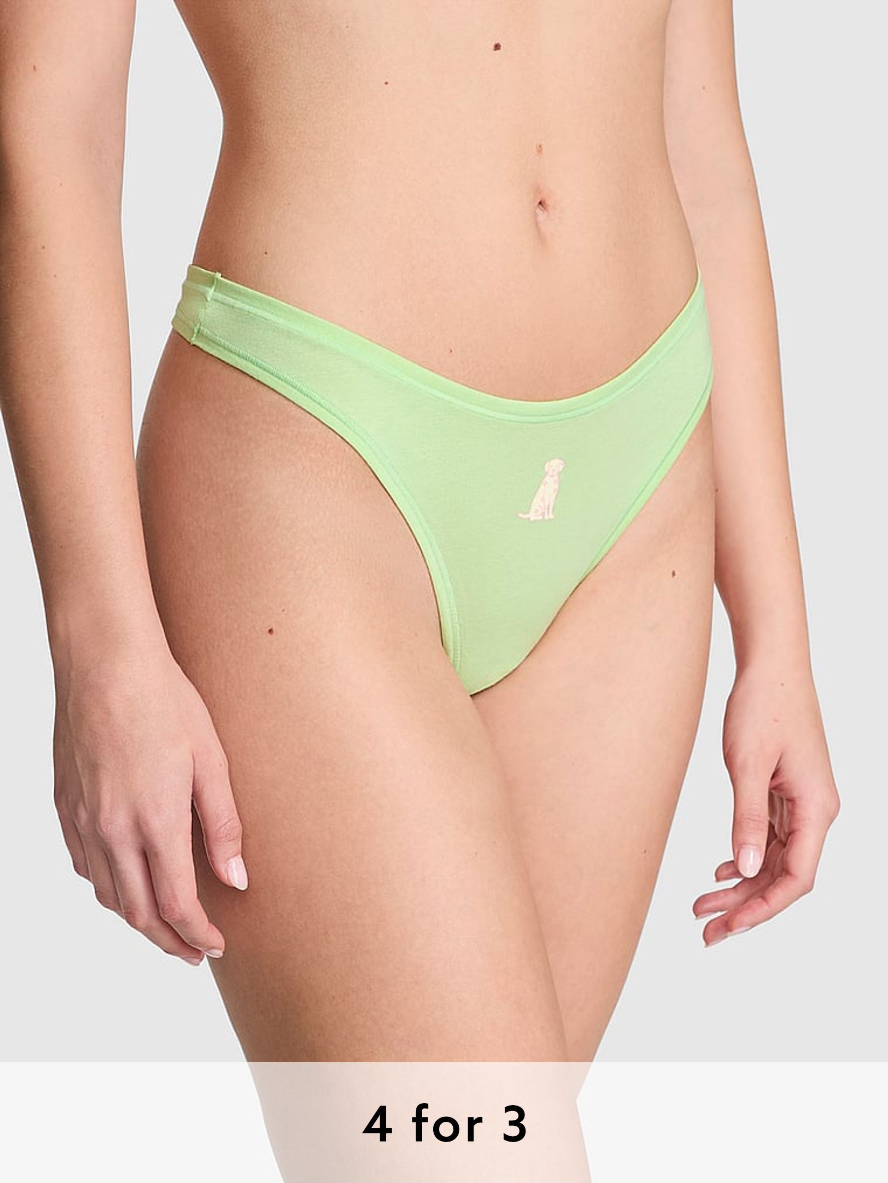 Pale Petal Green Thong Cotton Knickers (AC9005) | £9