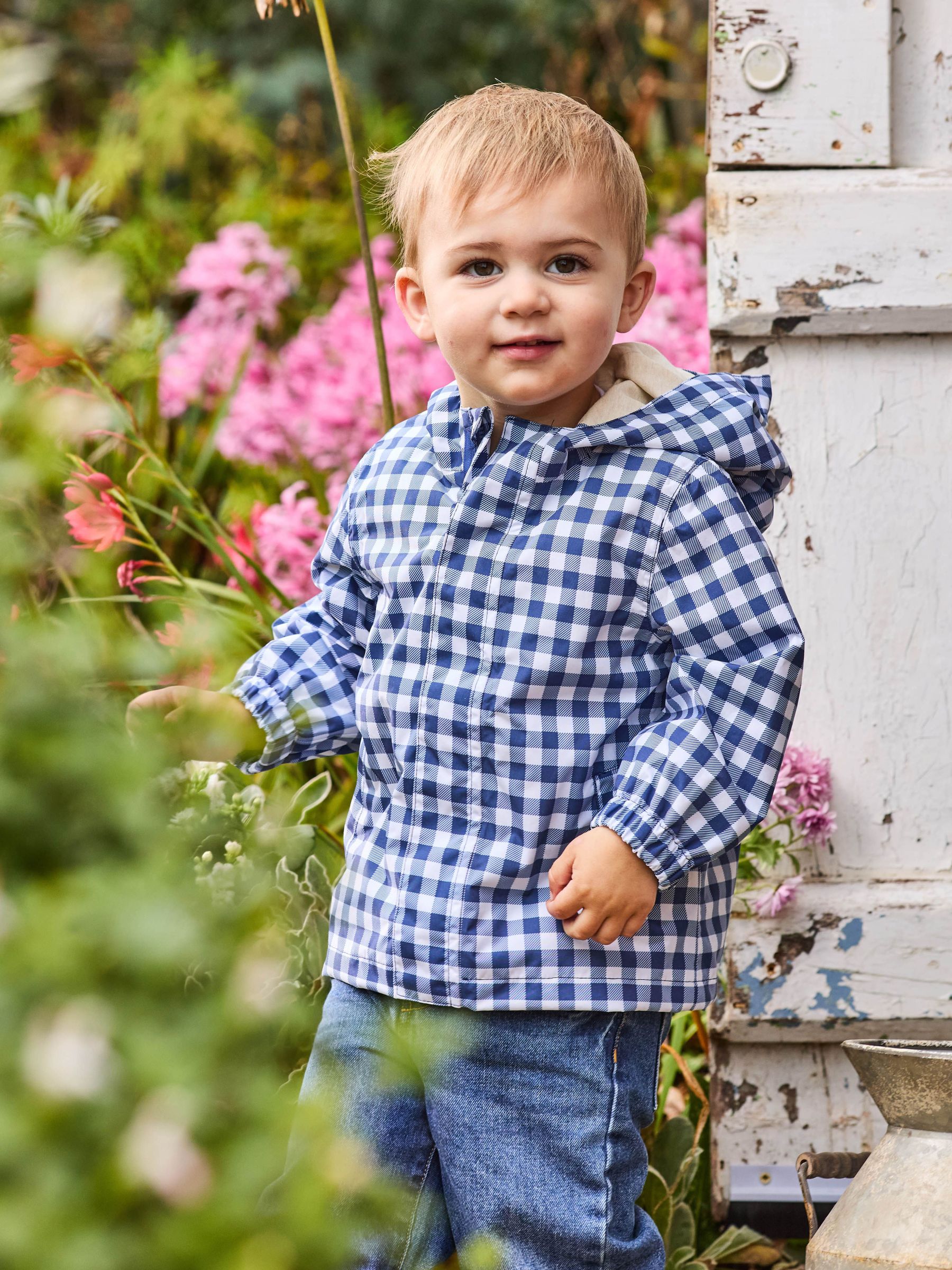 Navy Gingham Hooded Jacket (AC9031) | £39.50 - £41.50