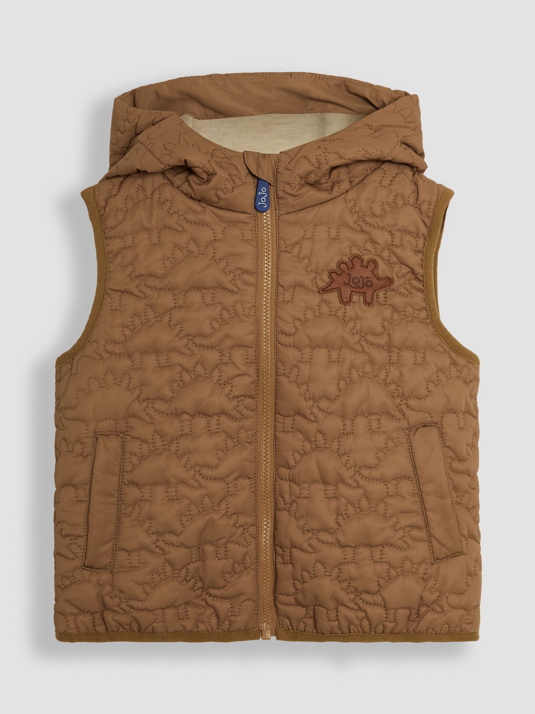 Brown Dinosaur Quilted Puffer Gilet (AC9039) | £35.50 - £37.50