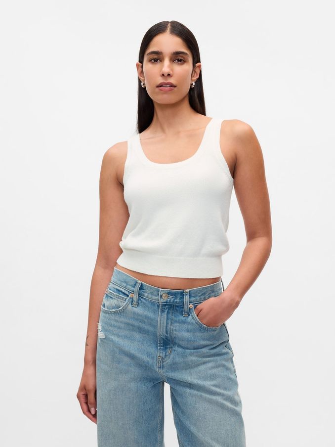 White CashSoft Cropped Vest (AC9303) | £18