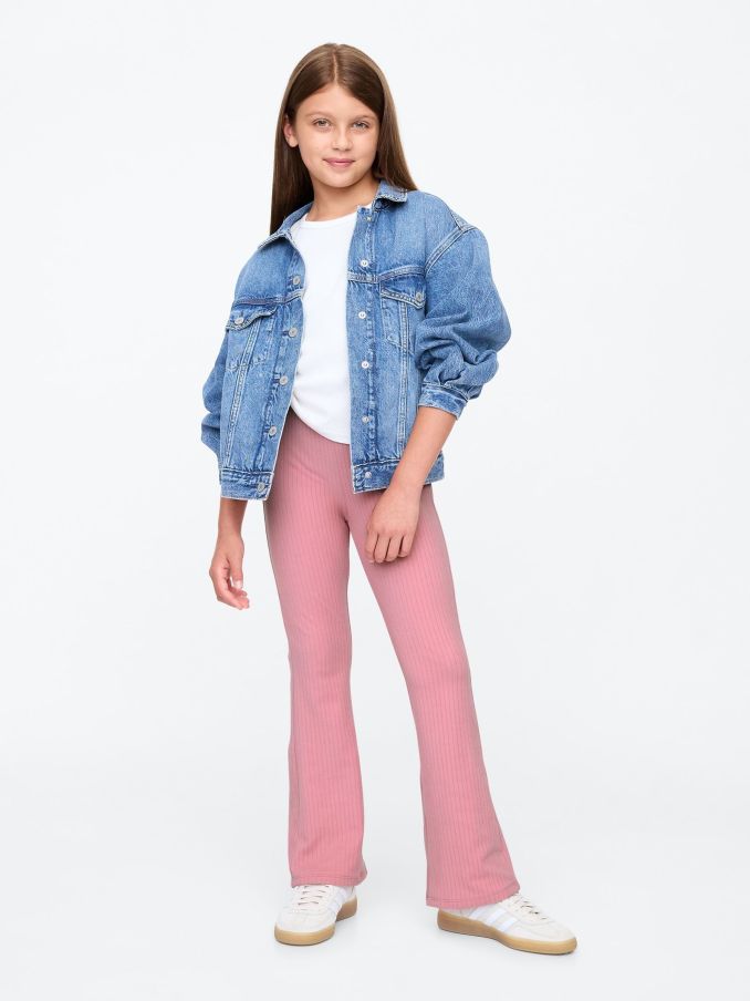 Pink Ribbed Flare Leggings (4-13yrs) (AD0396) | £15