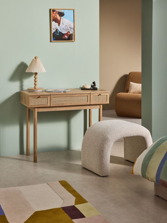 Pavia Rattan Console Dressing Table in Oak Effect (AD0947) | £329