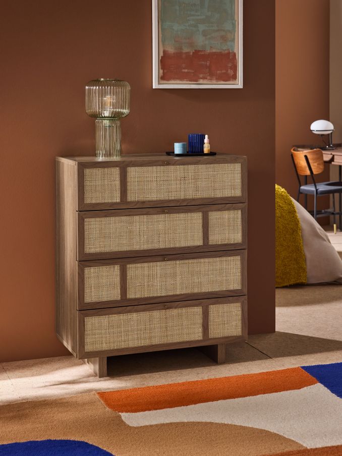 Pavia Accent Rattan Chest of Drawers in Dark Oak Effect (AD0949) | £399