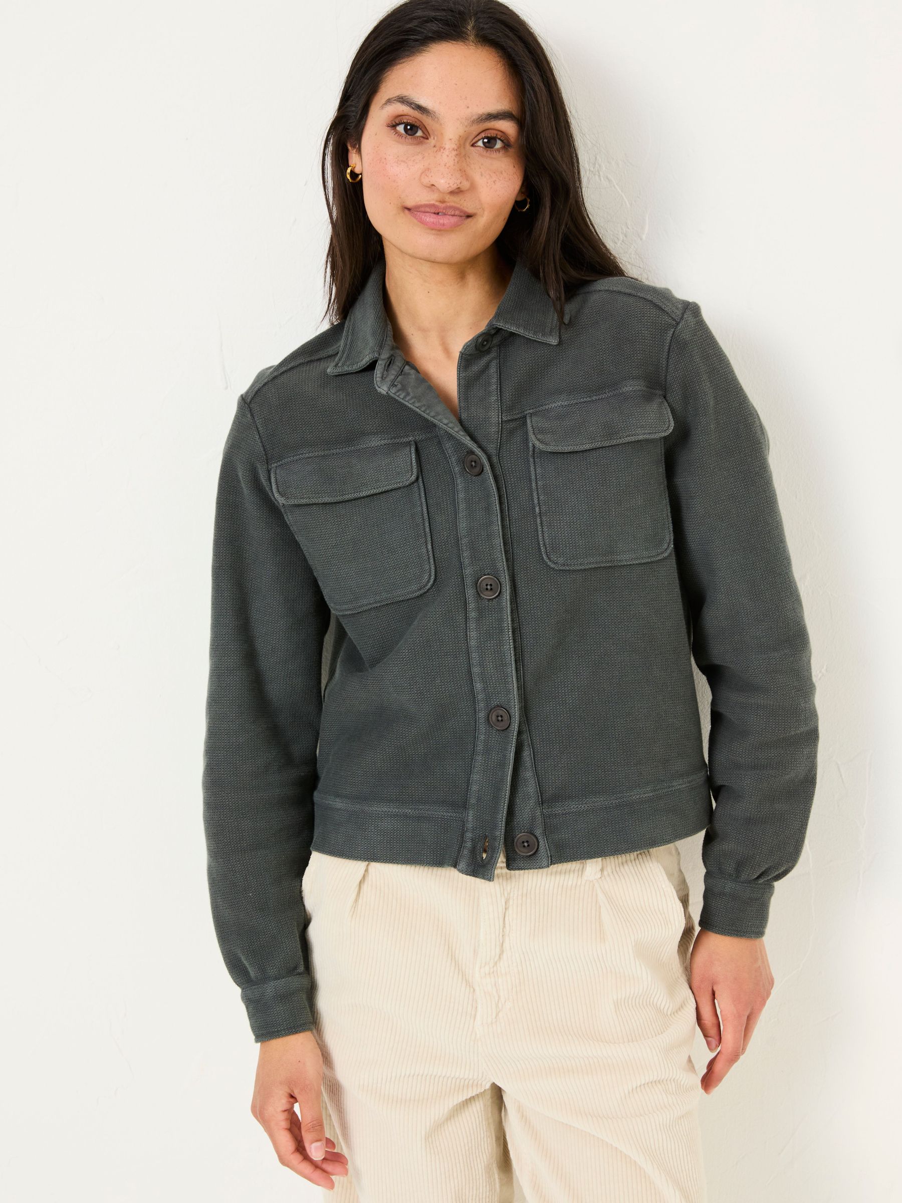 Jenny Charcoal Grey 100% Cotton Jersey Shirt Jacket (AD1767) | £45