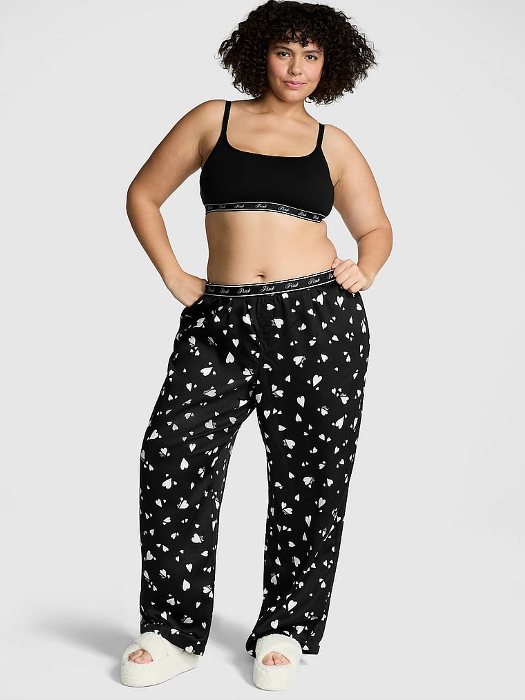 Black White Hearts TENCEL™ Pyjama Bottoms (AD4213) | £29