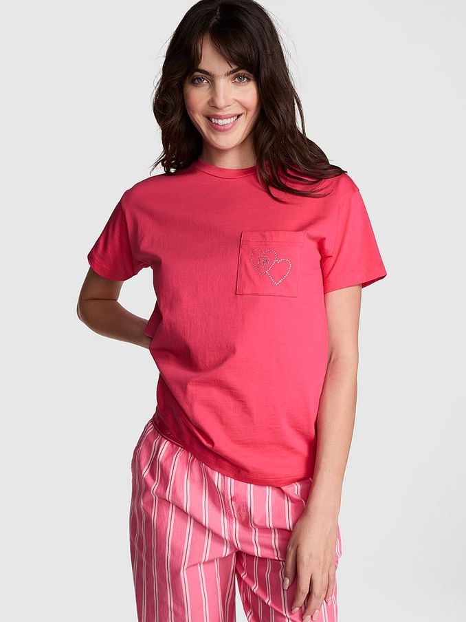 Double Bubble Pink Cotton Pyjama T-Shirt (AD4220) | £25