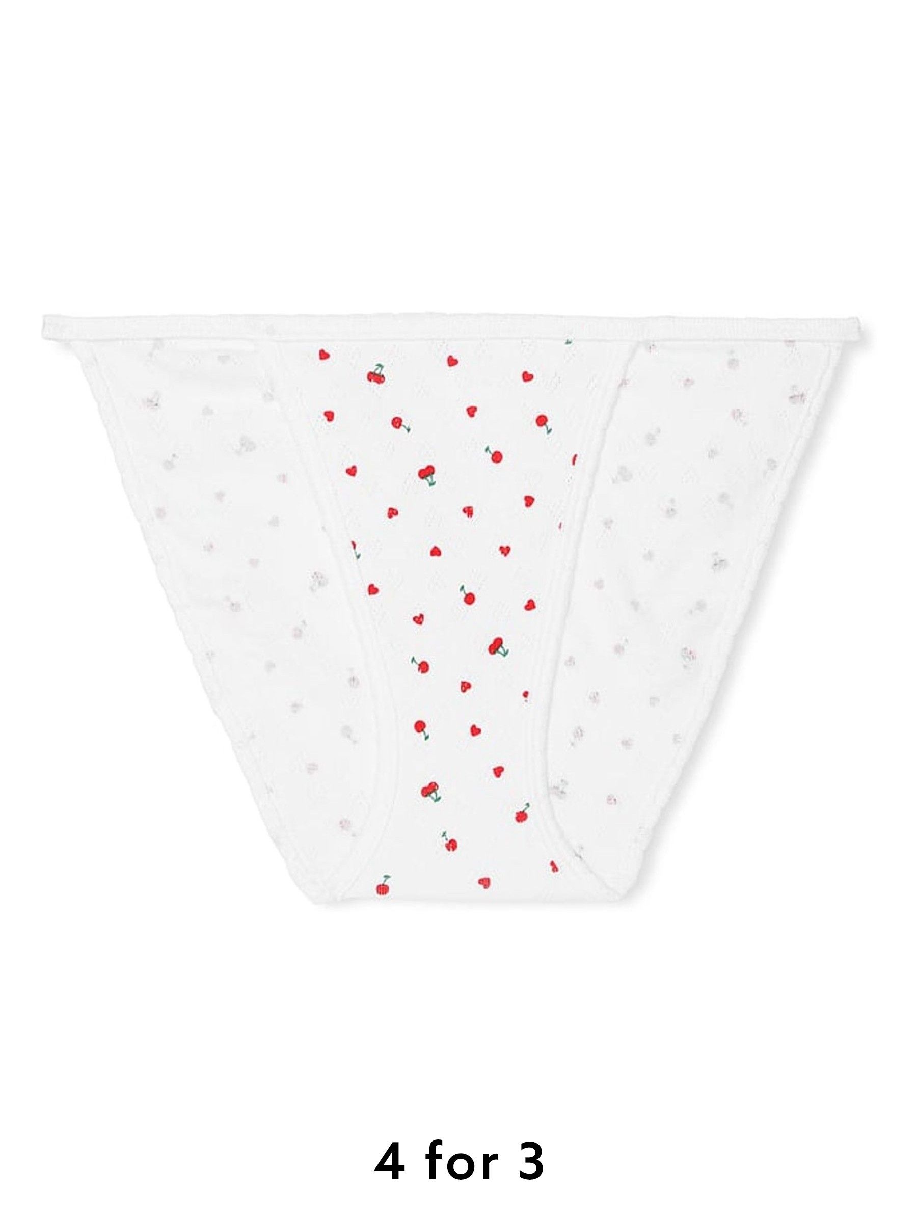 White Cherry Bikini Cotton Knickers (AD4222) | £9