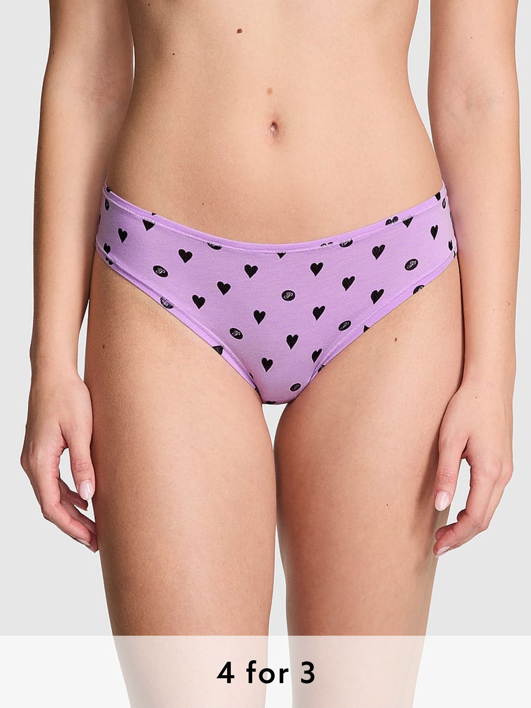 Purple Petal Heart Cheeky Cotton Knickers (AD4230) | £9