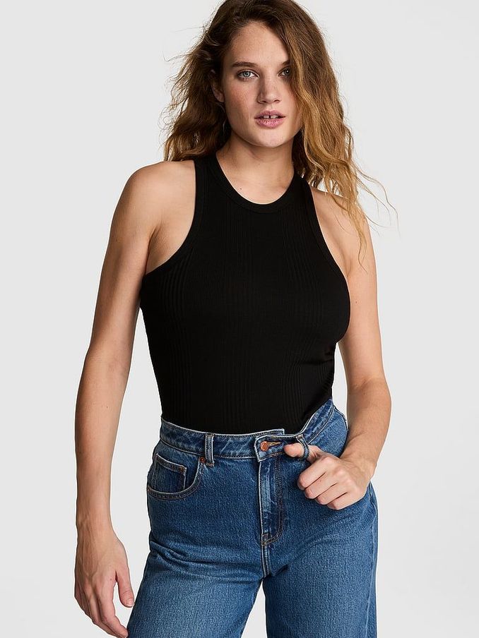 Black Rib Tank Top (AD4234) | £19