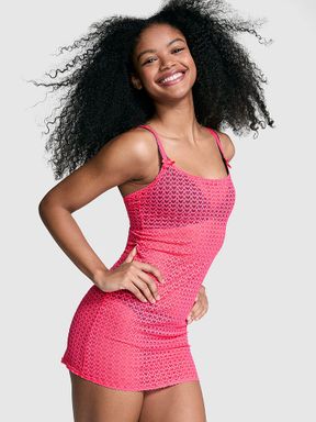 Double Bubble Pink Heart Lace Slip Dress (AD4237) | £35