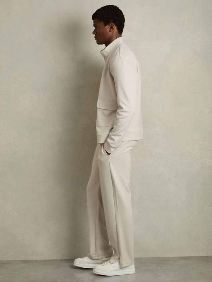 Interlock Drawstring Straight-Leg Trousers in Off White (AD4463) | £44