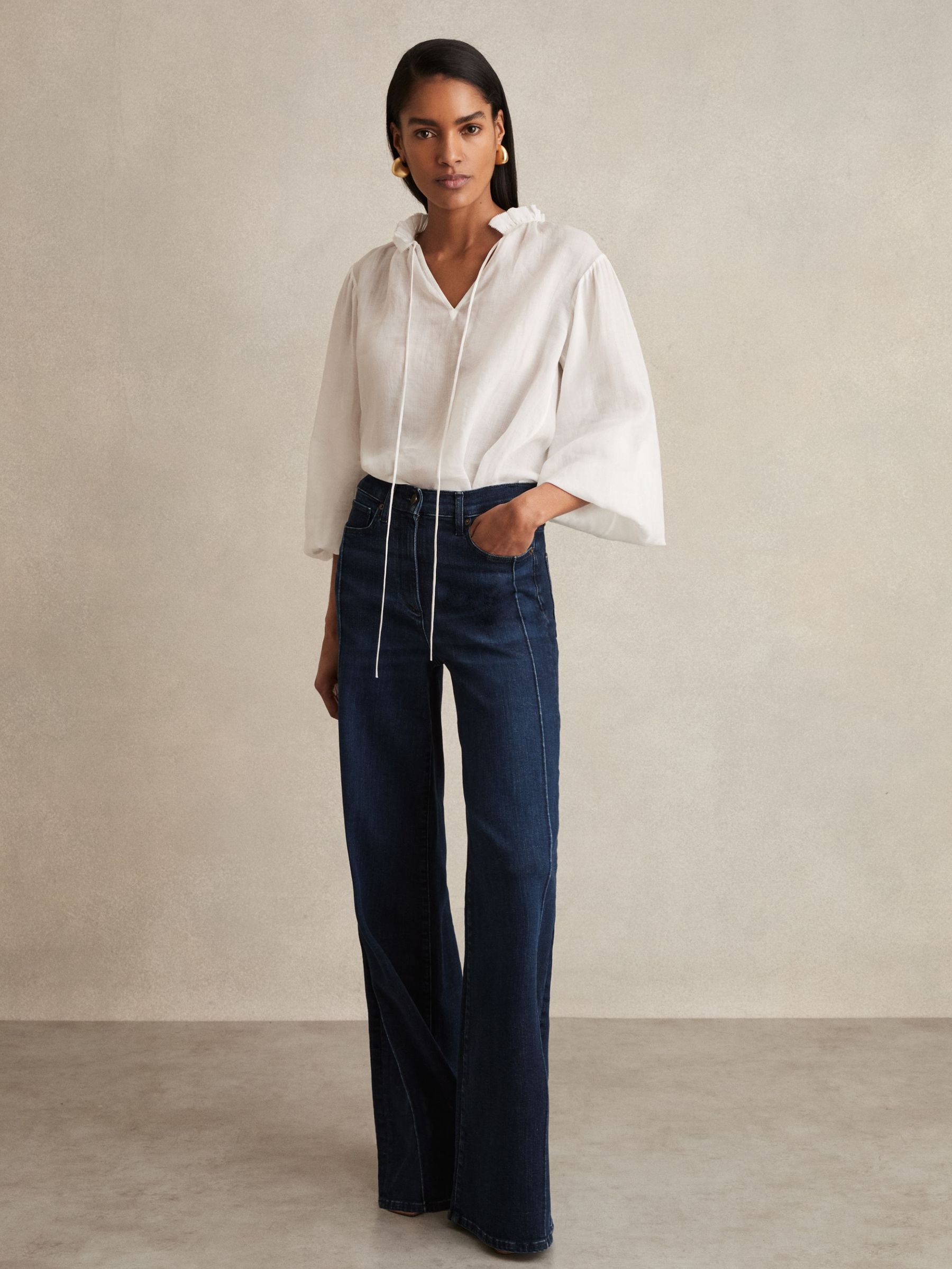 Stretch-Cotton Wide-Leg Jeans in Dark Blue (AD5000) | £168