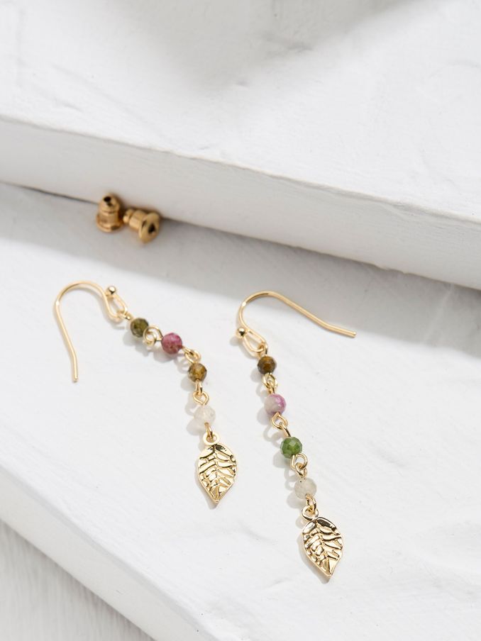 Multi Multi Gem Leaf Drop Earrings (AD5302) | £14.50