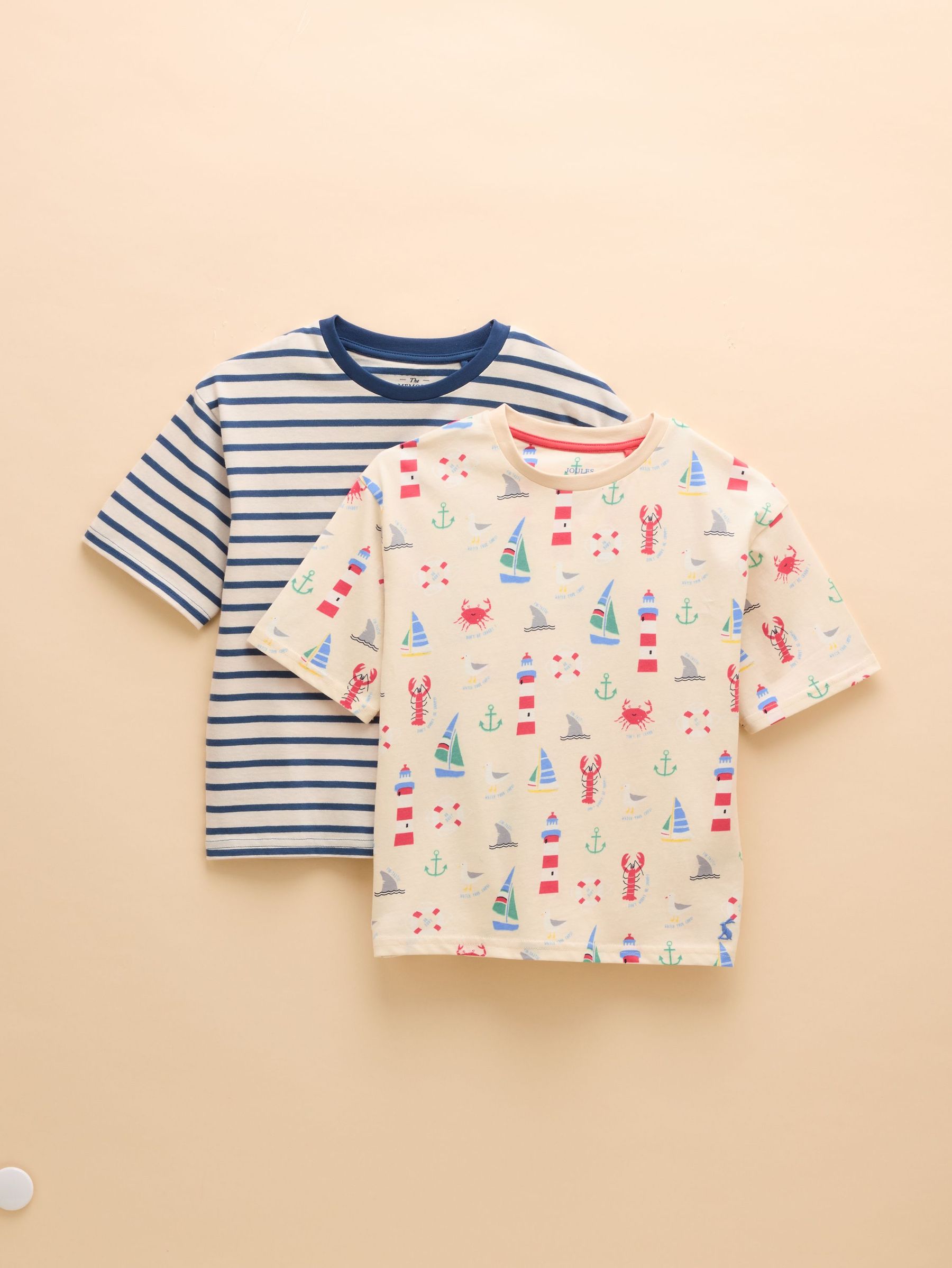 Let's Go Navy T-Shirt Two Pack (AD5724) | £18 - £20