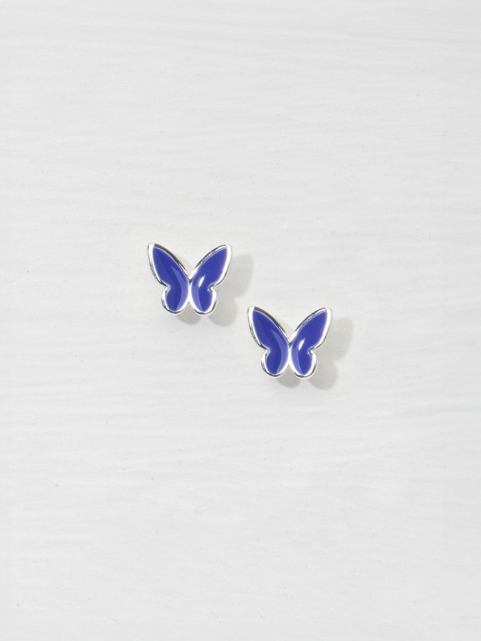 Blue Enamel Butterfly Stud Earrings (AD6861) | £8.50