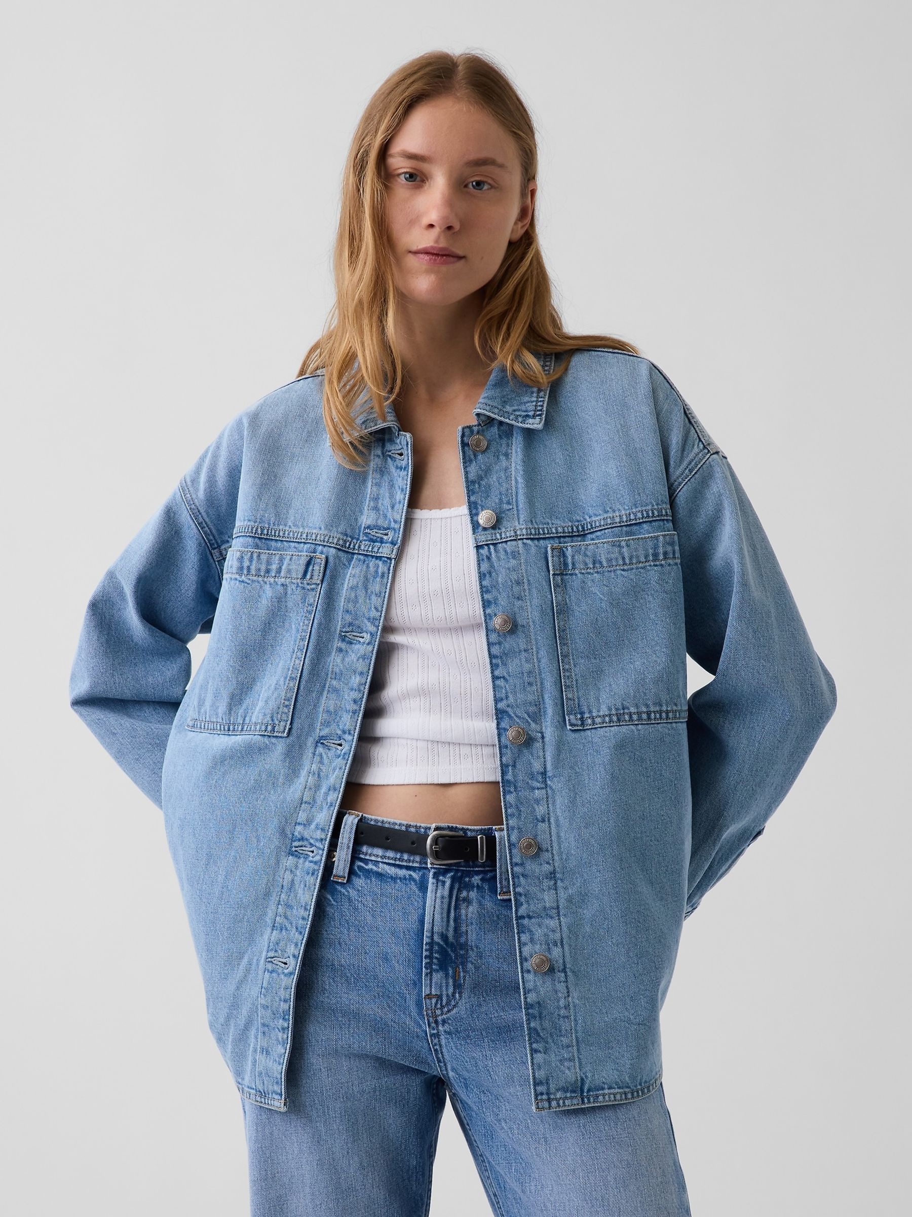 Light Wash - Denim Oversized Shirt Jacket